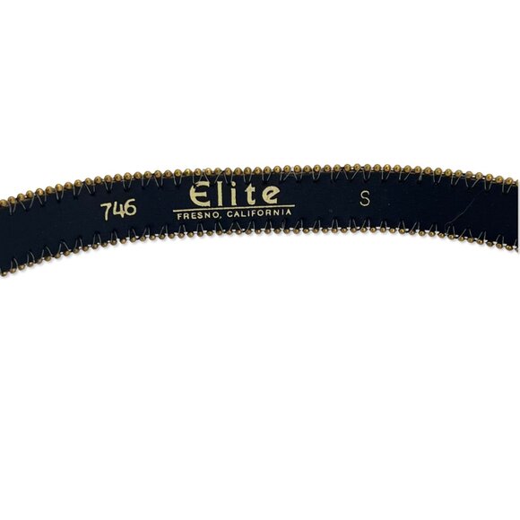 ELITE Vintage Black Glitter & Gold Metal 80s/90s Style Statement Belt Size Small - Picture 6 of 7